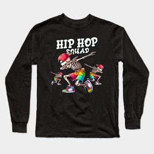 Hip Hop Squad – Vibrant Dabbing Skeleton Dab Dance Long Sleeve T-Shirt